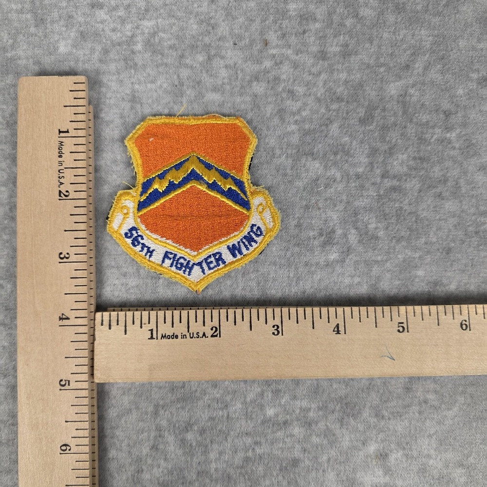 USAF 56th Fighter Wing Embroidered Patch Orange Shield Military Uniform Insignia